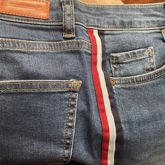 suite benedict Denim - Straight jeans with red white and blue side ribbons Suite Benedict brand